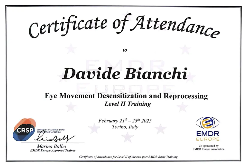 Certificato EMDR II Livello